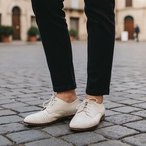 Diane Von Furstenberg White Lizard Ziggy Lace Up Oxford Loafers Shoes size 9.5